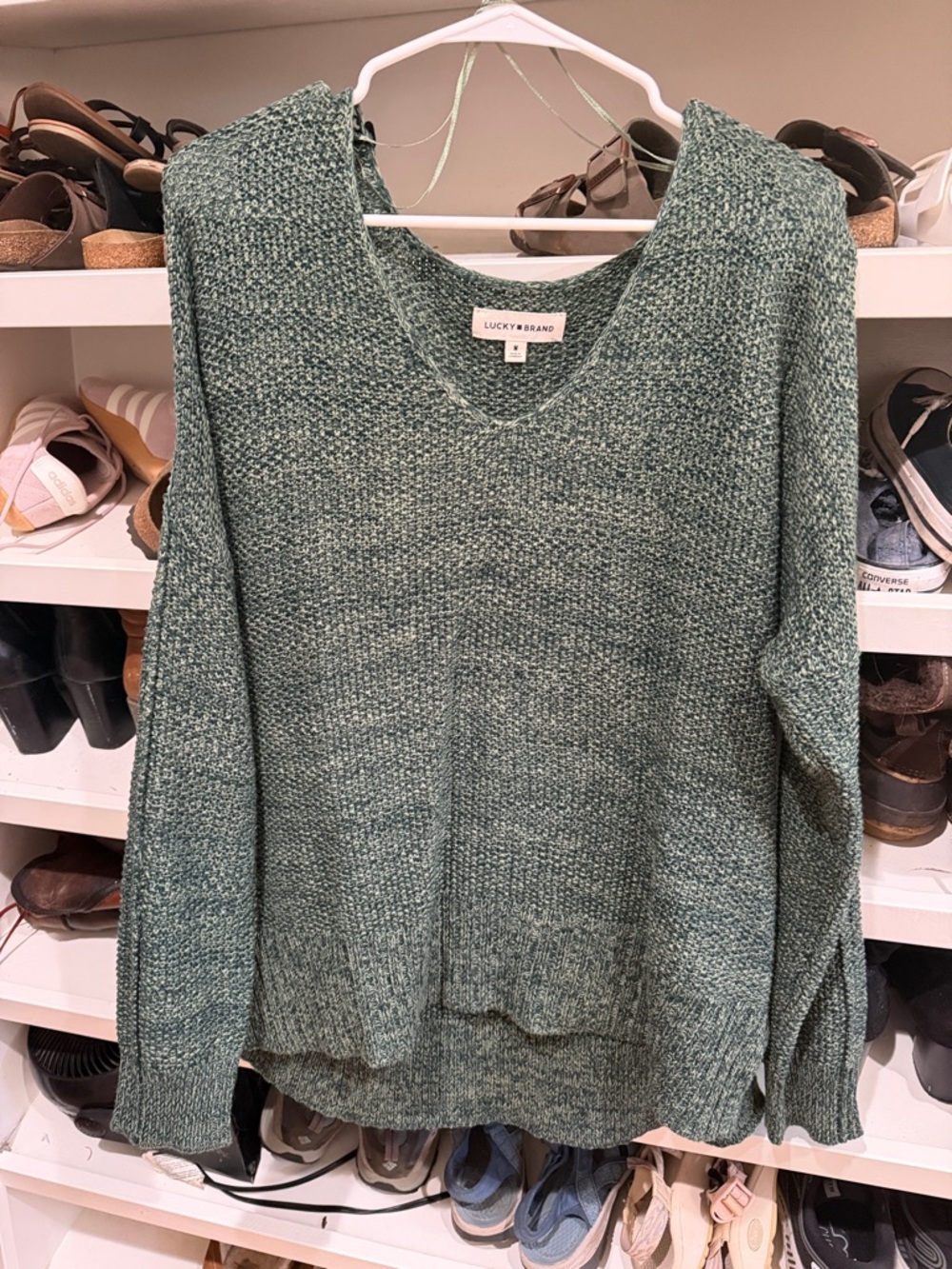 Lucky Brand Heather Sage V-Neck Knit Sweater